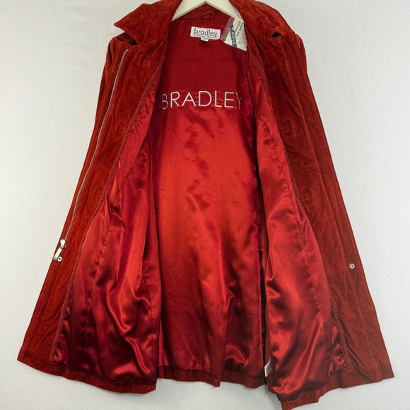 NWT Bradley Bayou Red‎ Leather Suede Toggle Coat  Women's Medium  Hooded - Picture 9 of 16
